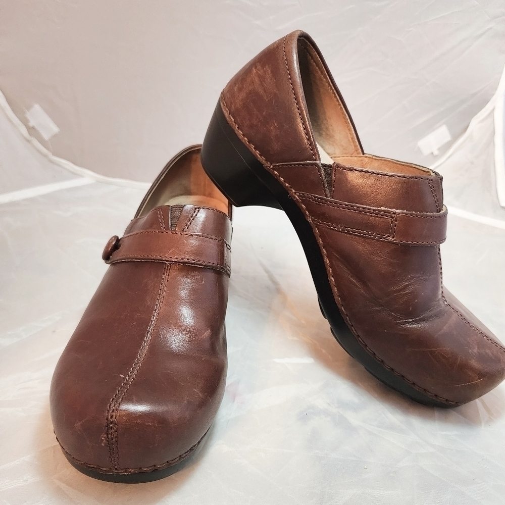 Dansko Solstice Brown Leather Clogs Women's EU39/US 8.5-9 Comfort Classic EUC